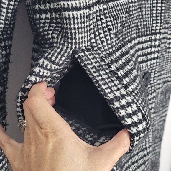 ⭐️ Ambiance Outerwear Black White Houndstooth Wool Blend Button Jacket Classic - Picture 3 of 11